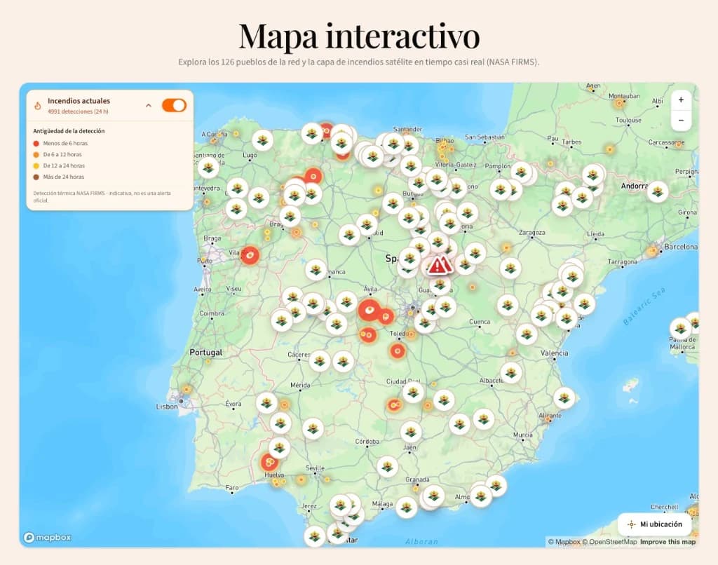 Una mirada desde el espacio para cuidar nuestros pueblos: estrenamos la capa de incendios NASA FIRMS